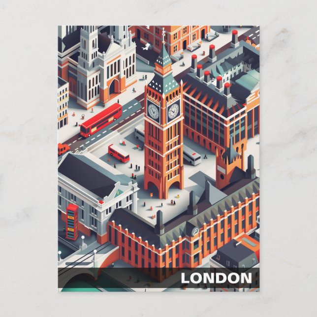 Carte postale de voyage isométrique Londres (Devant)