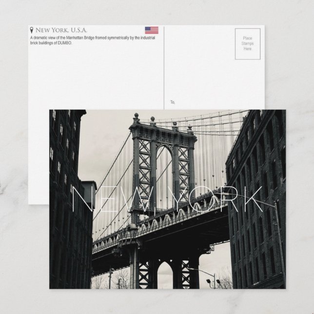 Carte postale de voyage New York, États-Unis (Devant / Derrière)