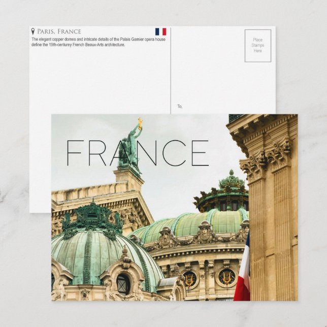 Carte postale de voyage : Palais Garnier, Paris, F (Devant / Derrière)