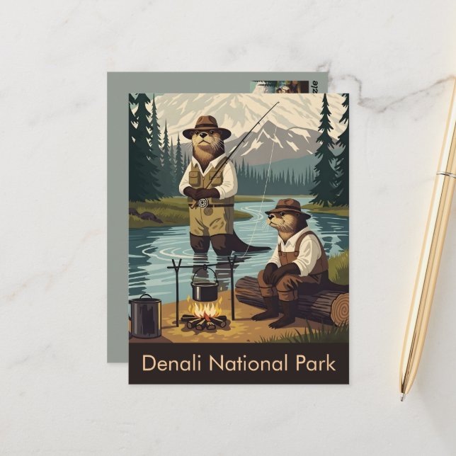 Carte postale de voyage Parc national de Denali WP (Devant/Arrière en situation)