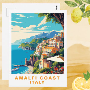 Carte postale de voyage rétro de la côte amalfitai