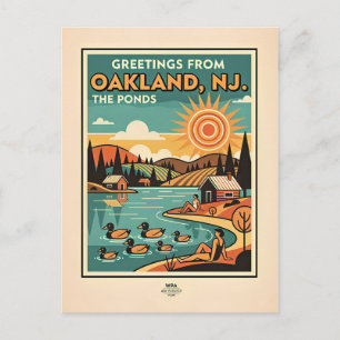 Carte postale de voyage rétro d'Oakland NJ – année