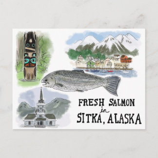 Carte postale de voyage : Saumon à Sitka, Alaska