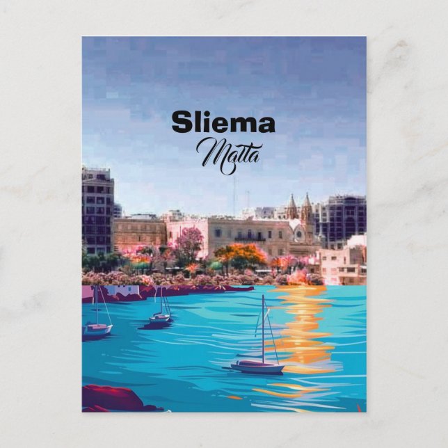 Carte postale de voyage Sliema Malte, Carte postal (Devant)