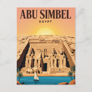 Carte postale de voyage vintage Abu Simbel, Égyp