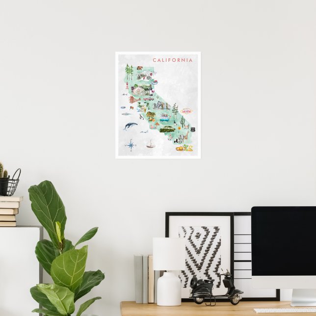 Carte postale de voyage vintage | Affiche de Calif (Bureau à domicile)