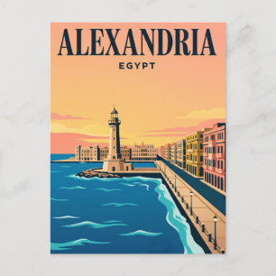 Carte postale de voyage vintage Alexandrie, Égyp