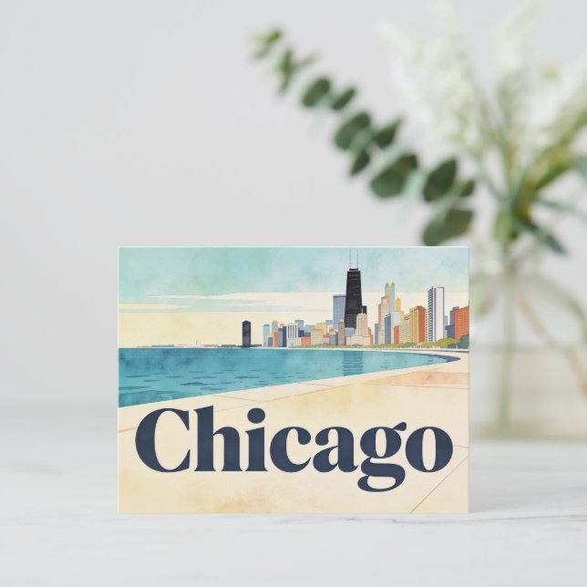 Carte postale de voyage vintage de Chicago (Debout devant)