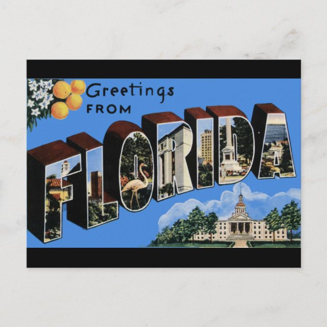 Carte postale de voyage vintage de Floride (Devant)