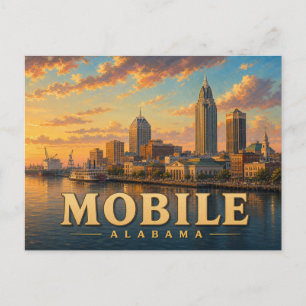 Carte postale de voyage vintage de Mobile Alabama