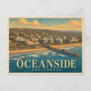 Carte postale de voyage vintage d'Oceanside Califo