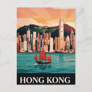 Carte postale de voyage vintage Hong Kong
