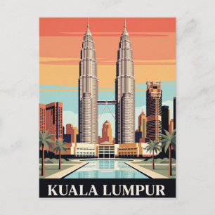 Carte postale de voyage vintage Kuala Lumpur