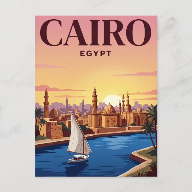 Carte postale de voyage vintage | Le Caire, Égypte (Devant)