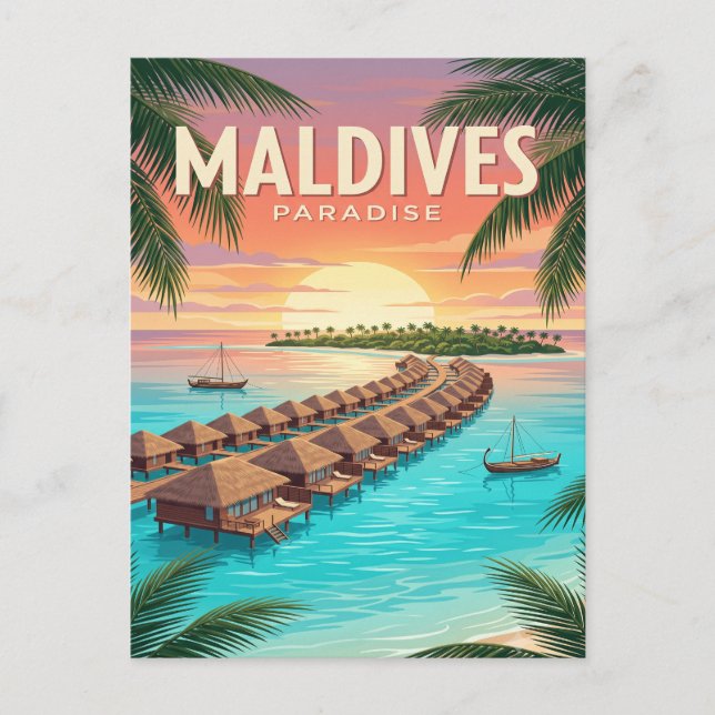 Carte postale de voyage vintage | Maldives (Devant)
