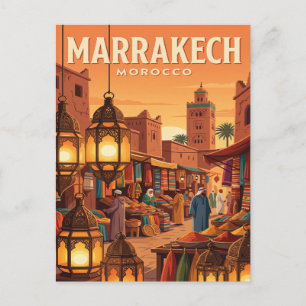 Carte postale de voyage vintage Marrakech Maroc