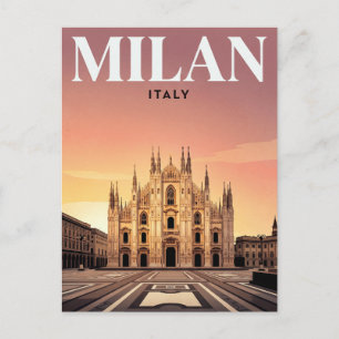 Carte postale de voyage vintage Milan, Italie