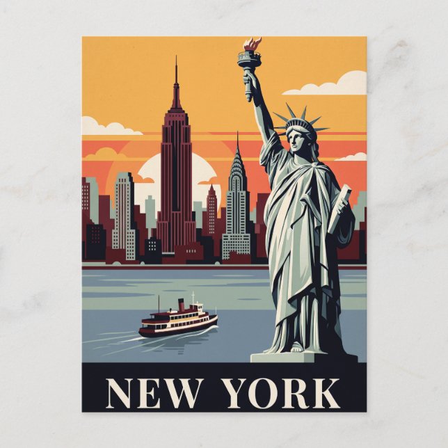 Carte postale de voyage vintage | New York (Devant)