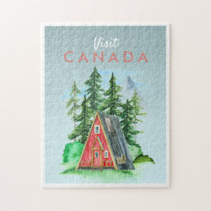 Carte postale de voyage vintage   Puzzle de Canada