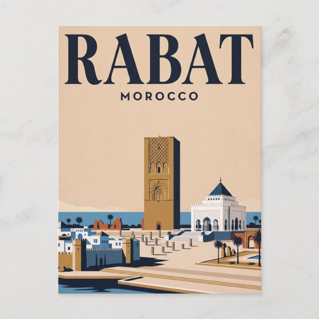 Carte postale de voyage vintage | Rabat, Maroc (Devant)