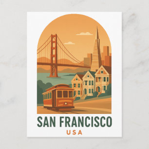 Carte postale de voyage vintage San Francisco   Or