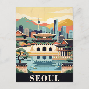 Carte postale de voyage vintage Séoul