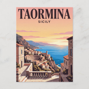 Carte postale de voyage vintage Taormine, Italie
