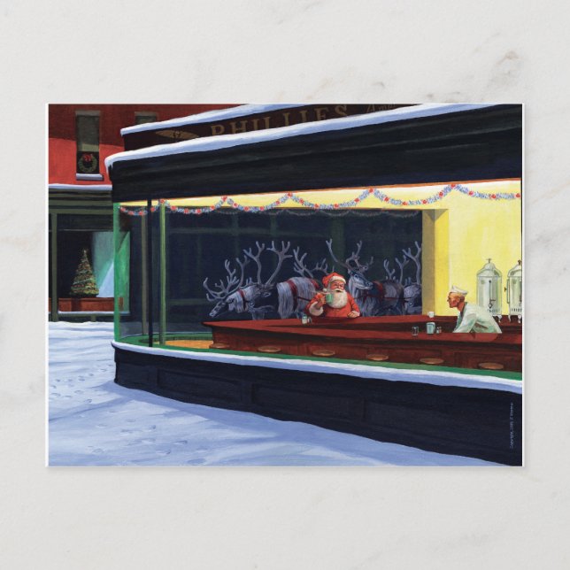 Carte postale de wagon-restaurant de Noël (Devant)