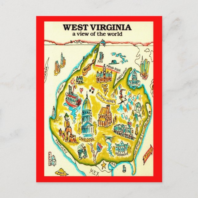Carte postale de West Virginia World View (Devant)