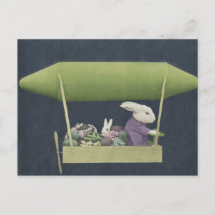 Carte postale de Zepplin de lapin de Pâques