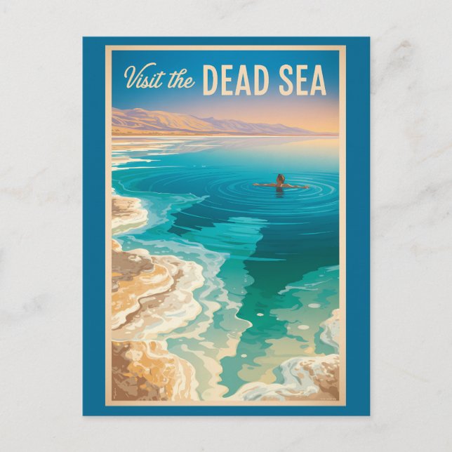 Carte Postale Dead Sea Illustration Travel Art Vintage (Devant)