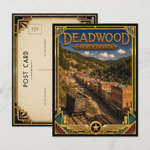 Carte Postale Deadwood Dakota du Sud Art Déco Vintage Âge d'Or