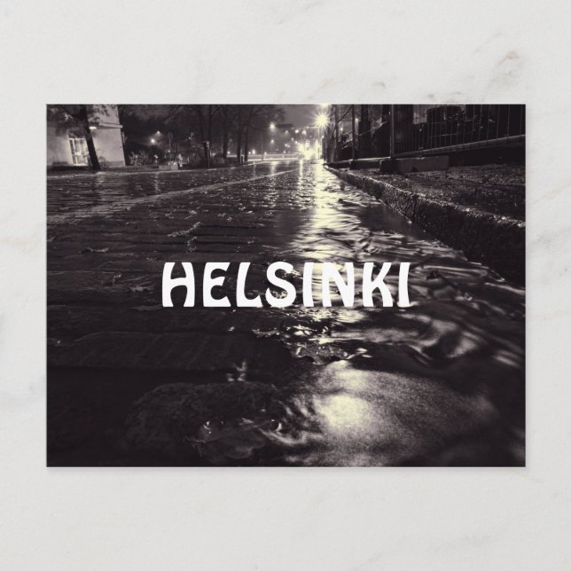 Carte postale d'eau de pluie coulant dans une rue  (Devant)