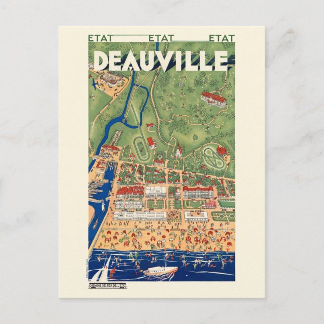 Carte Postale Deauville France Vintage Poster 1931 (Devant)