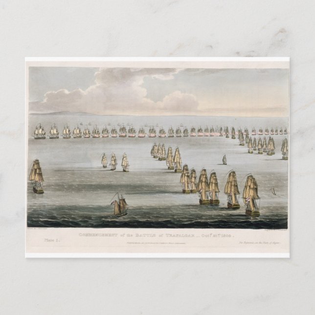 Carte Postale Début de la bataille de Trafalgar, le 21 octobre (Devant)