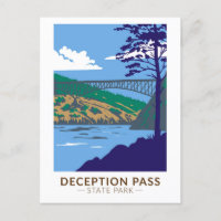 Deception Pass State Park Bridge Washington Retro
