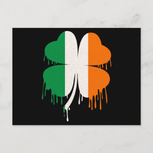 Carte Postale Déchirer quatre feuilles Clover drapeau irlandais
