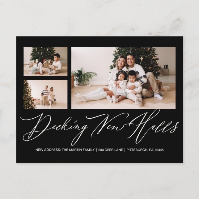 Carte Postale Deck Nouvelles Halls Noël Nouvelle adresse Photo (Devant)