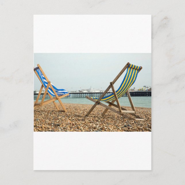 Carte Postale Deckchairs and shingle (Devant)