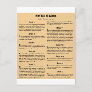 Carte Postale Déclaration des droits des États-Unis