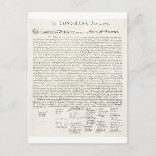 Carte Postale Déclaration d'indépendance des États-Unis