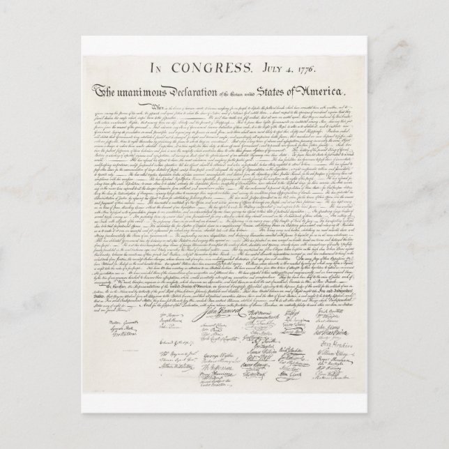 Carte Postale Déclaration d'indépendance des États-Unis (Devant)