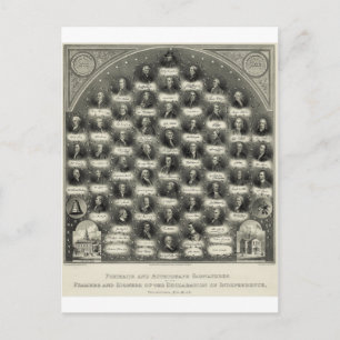 Carte Postale Déclaration d'indépendance Portraits Signatures