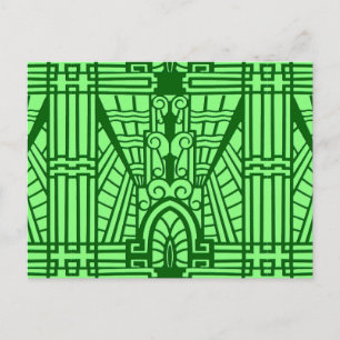 Carte Postale Déco Motif Architectural, Jade Vert Lumière