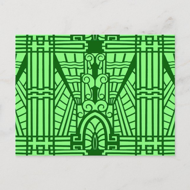 Carte Postale Déco Motif Architectural, Jade Vert Lumière (Devant)