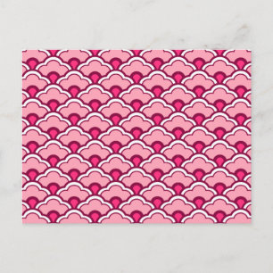 Carte Postale Déco pétoncles chinois, fuchsia et rose pâle