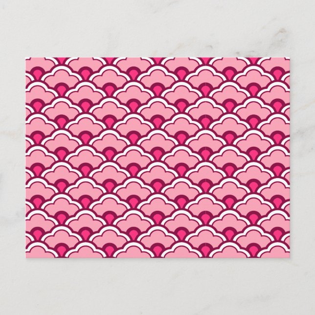 Carte Postale Déco pétoncles chinois, fuchsia et rose pâle (Devant)