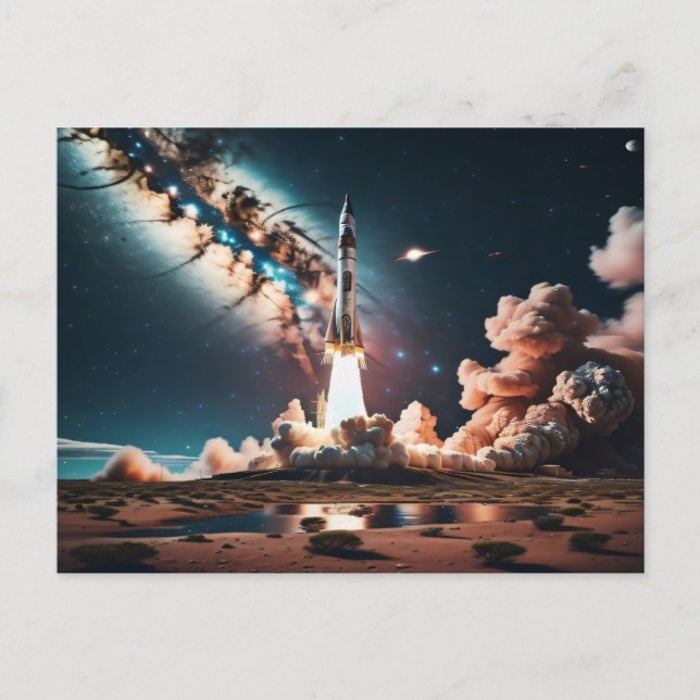 Carte Postale Décollage des navires à fusée (Devant)