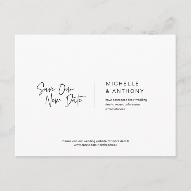 Carte Postale Décontracté Minimal, Sauvegarder notre nouvelle da (Devant)