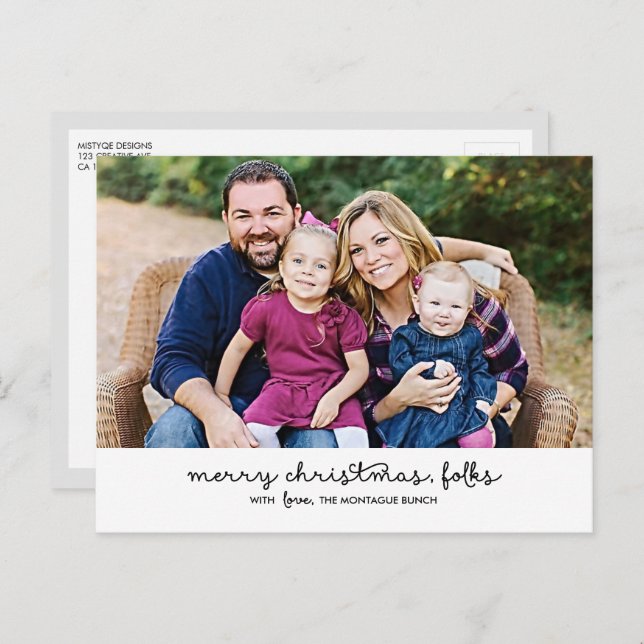 Carte postale décontracté Script Christmas Holiday (Devant / Derrière)